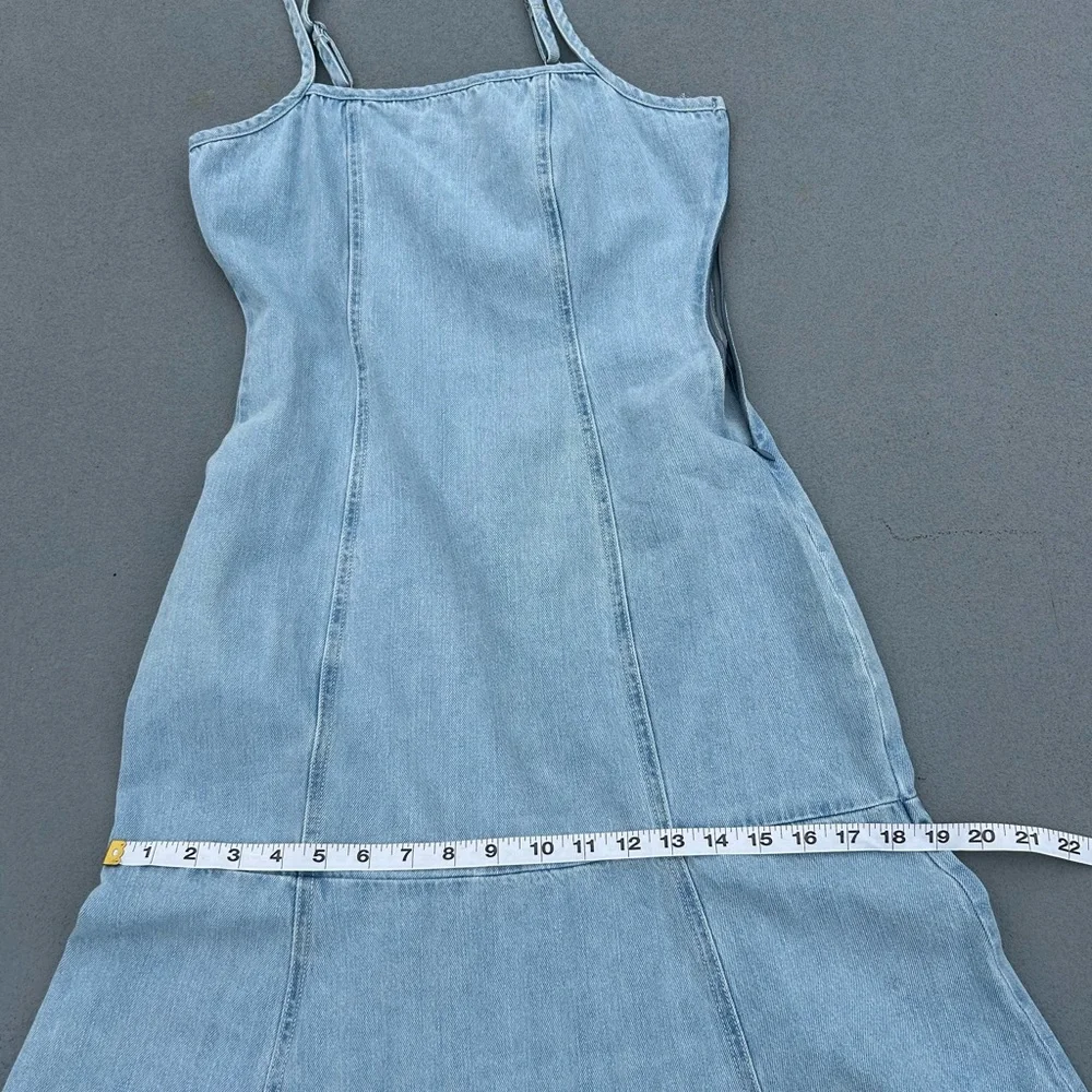 254.INDIGO REIN Women’s Light Wash Denim Mermaid Maxi Dress - Picture 8 of 12